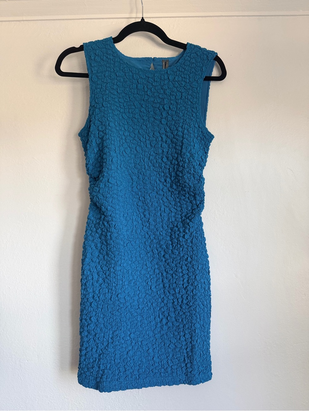Anthropologie Topaz Blue Textured Sleeveless Sheath Dress